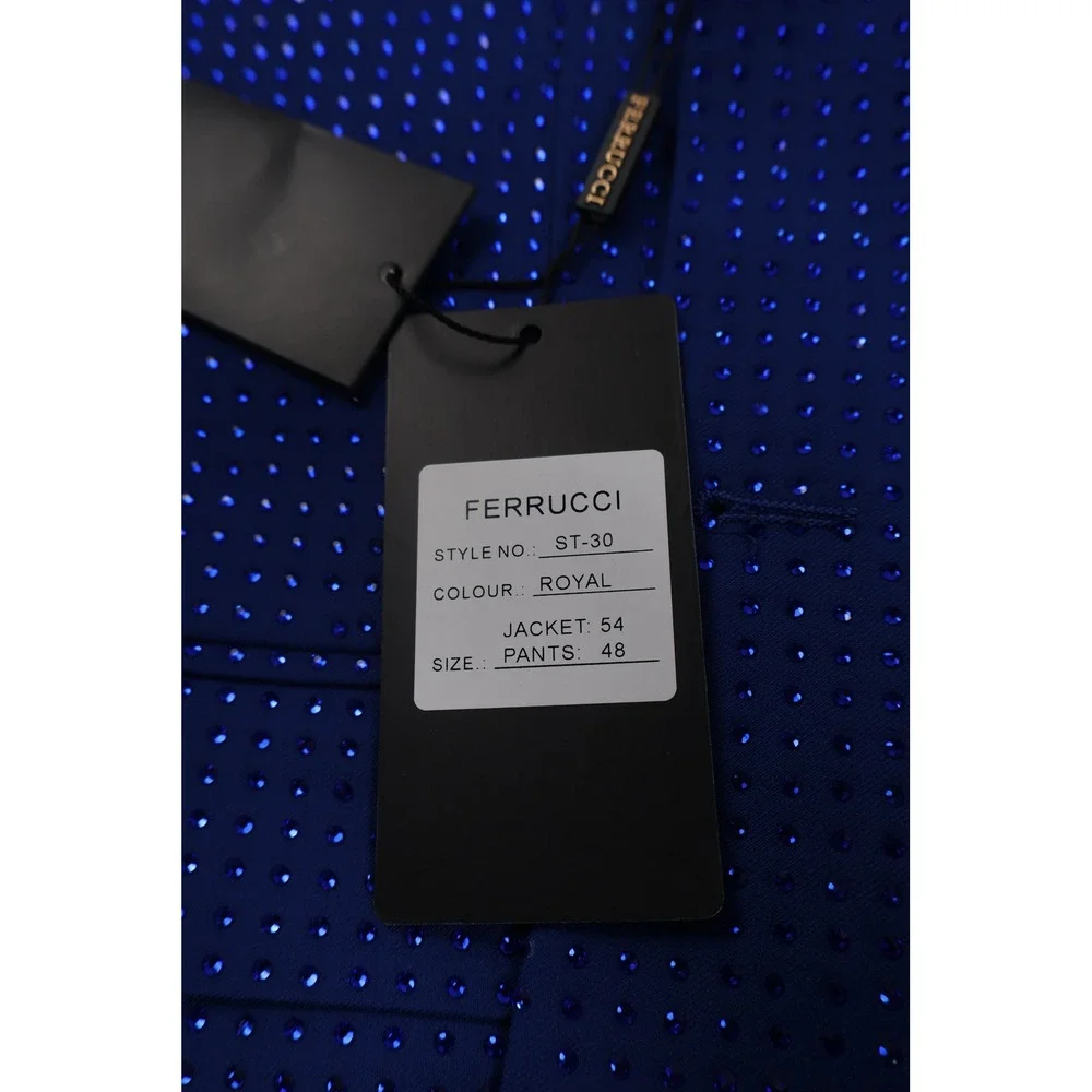oyal Blue Rhinestone Studded 2pc Ferrucci Suit ST-30 RSet 54/48 NEW